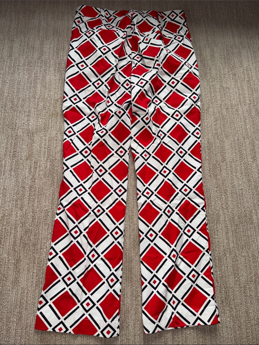Loudmouth Mens 32x32 Danger Golf Slacks Red White Black Stretch Golfcore Pants - Picture 7 of 11